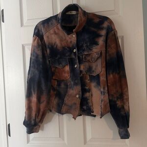 Natural Life Tie Dye Distressed Shacket, Medium